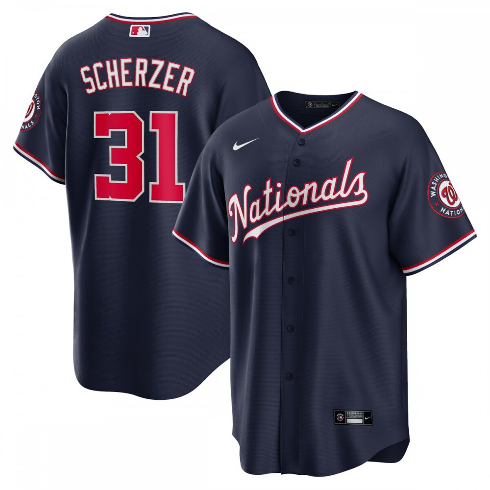 Max Scherzer Washington Nationals Alternate Replica Player Name Jersey - Navy-Pro Kit Vault | Brand New 26/27 Sports Jerseys
